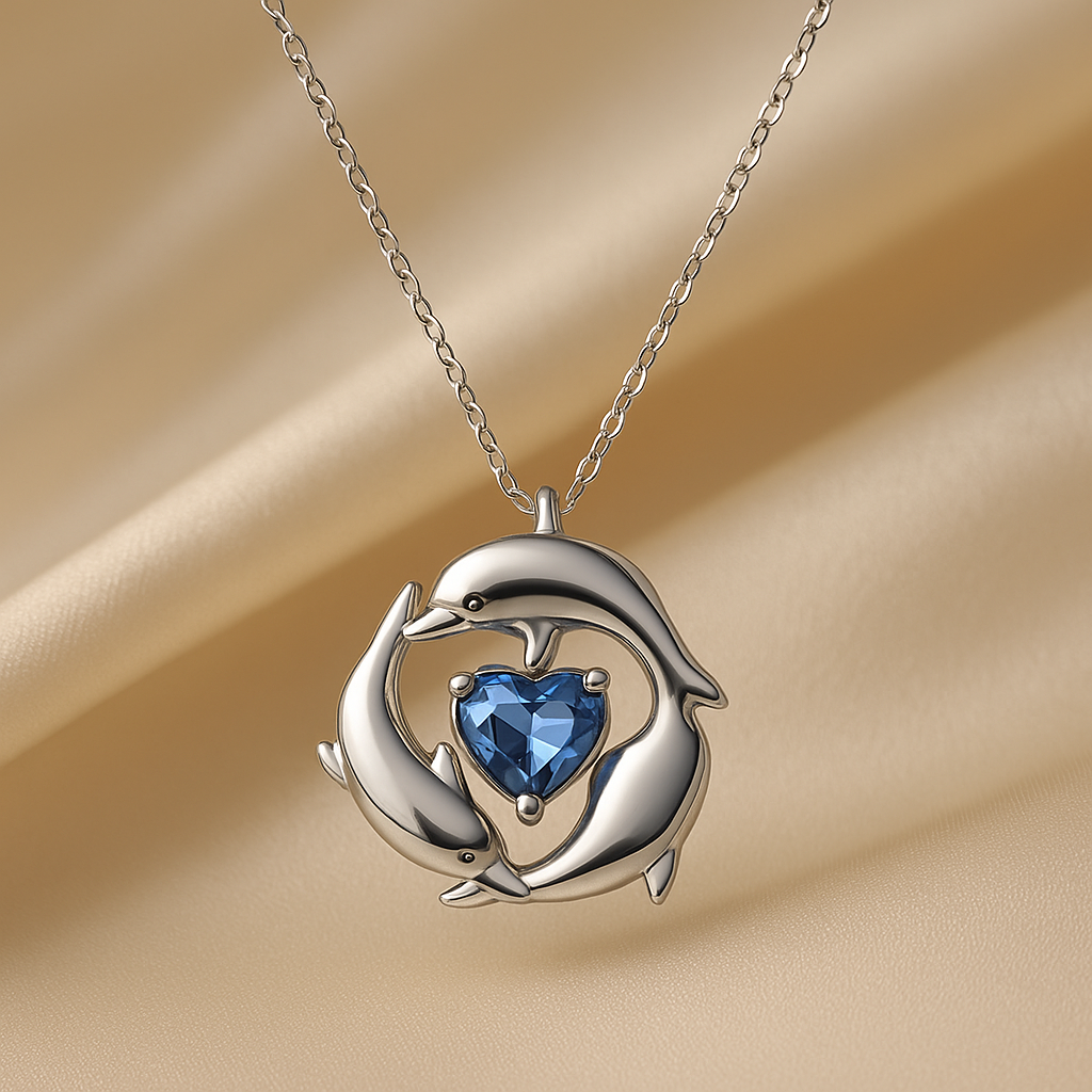 Dolphin Heart Zircon Pendant Necklace - Perfectly Imperfect