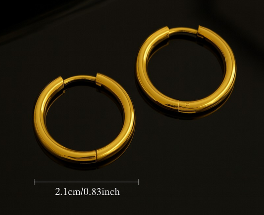 316L Stainless Steel Golden Hoop Earrings