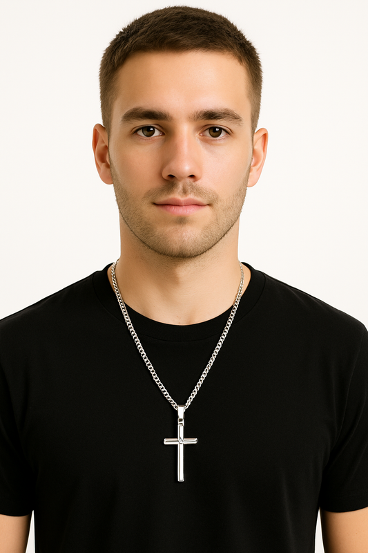 To My Son – Stainless Steel Cross Cuban Chain Necklace