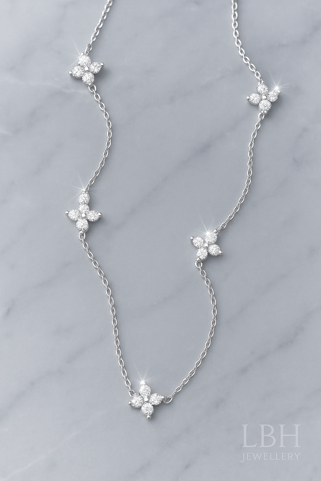 925 Sterling Silver Flower Necklace