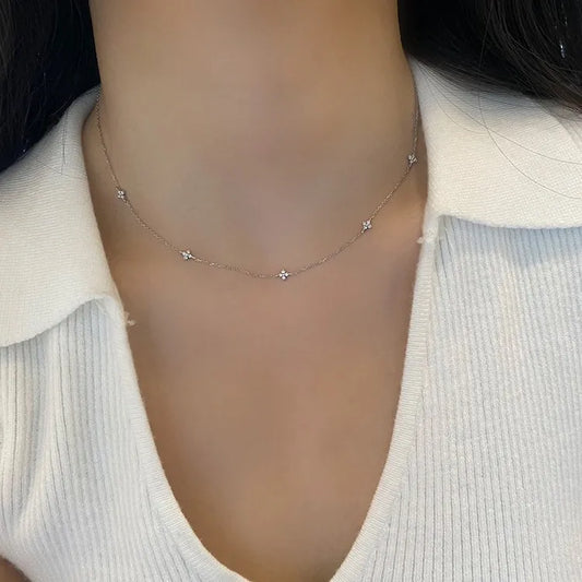 925 Sterling Silver Flower Necklace