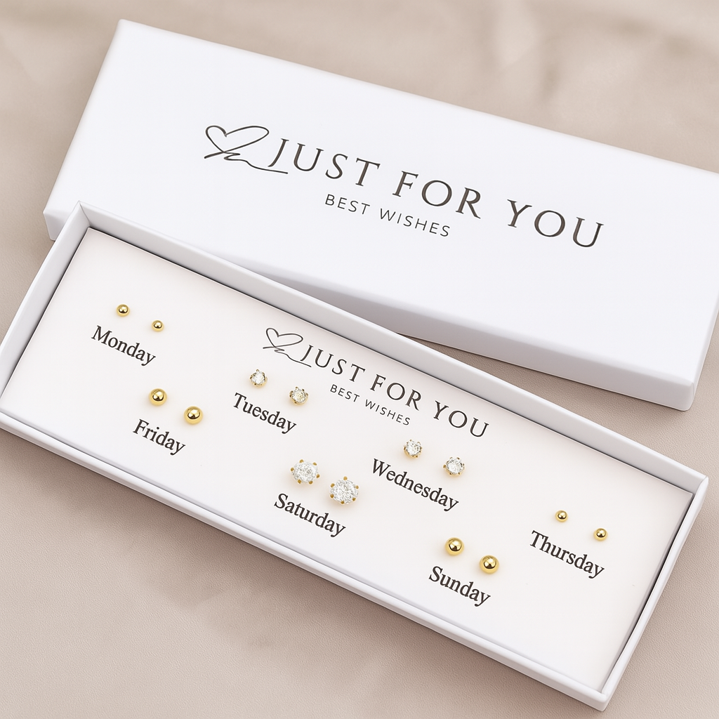 Set 925 Sterling Silver Zircon Ear Studs