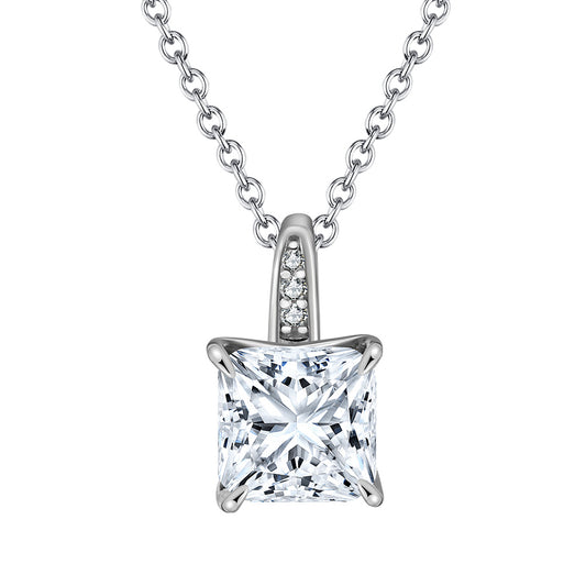 Silver Bridal Necklace White Gold Plated 8A Premium Cubic Zirconia