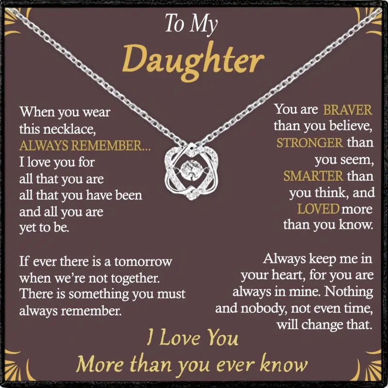 To My Daughter Heart Knot Necklace