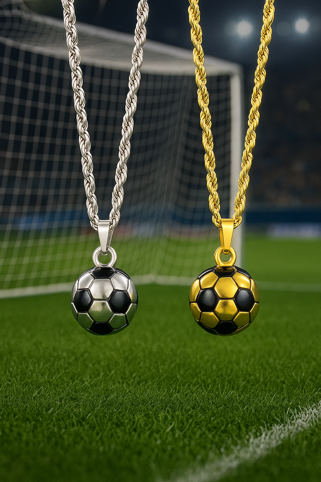 Football Pendant Necklace – Silver & Gold (Unisex)