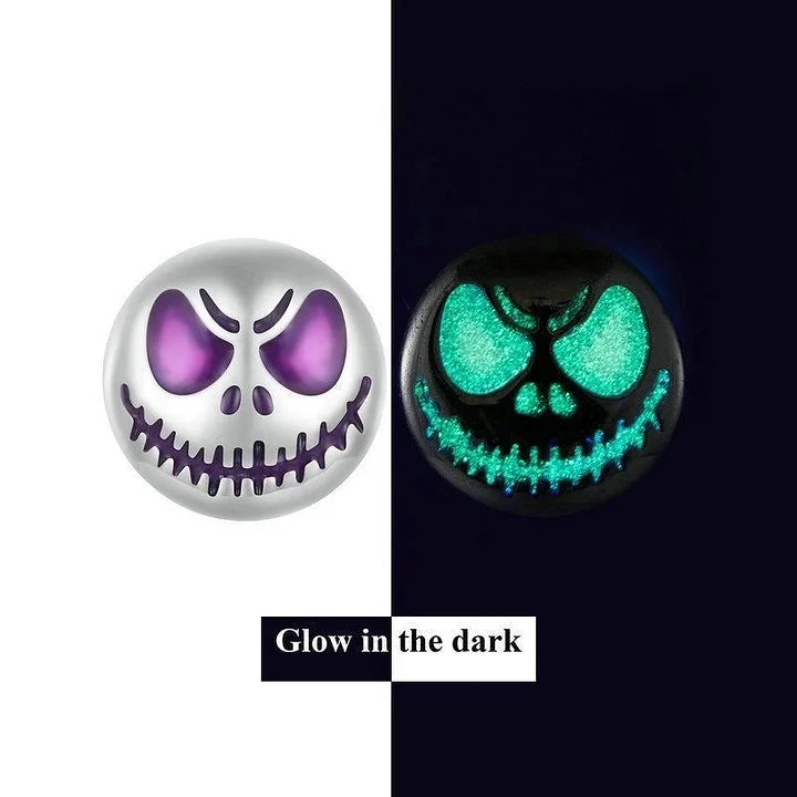 925 Sterling Silver Glow-in-the-Dark Skull Stud Earrings – White Gold Plated