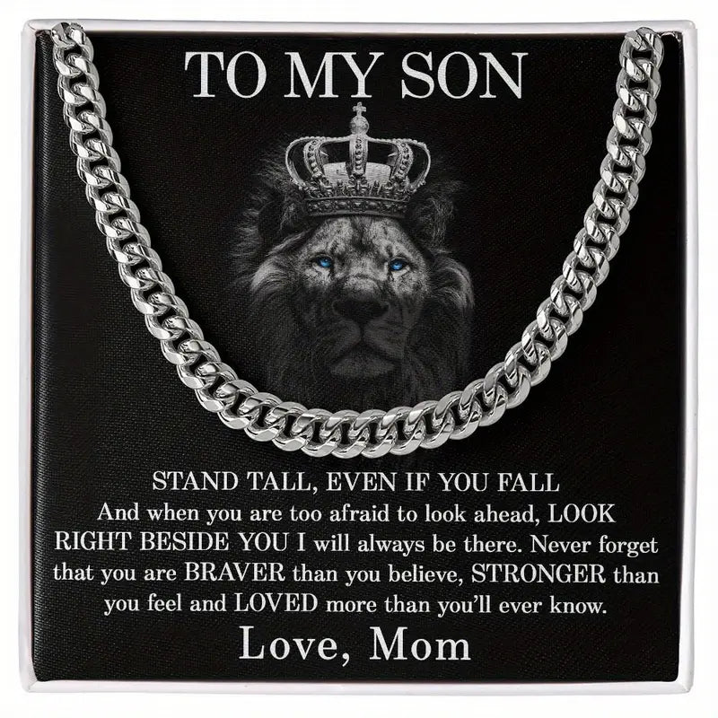 Lion & Crown Cuban Chain Necklace - To My Son