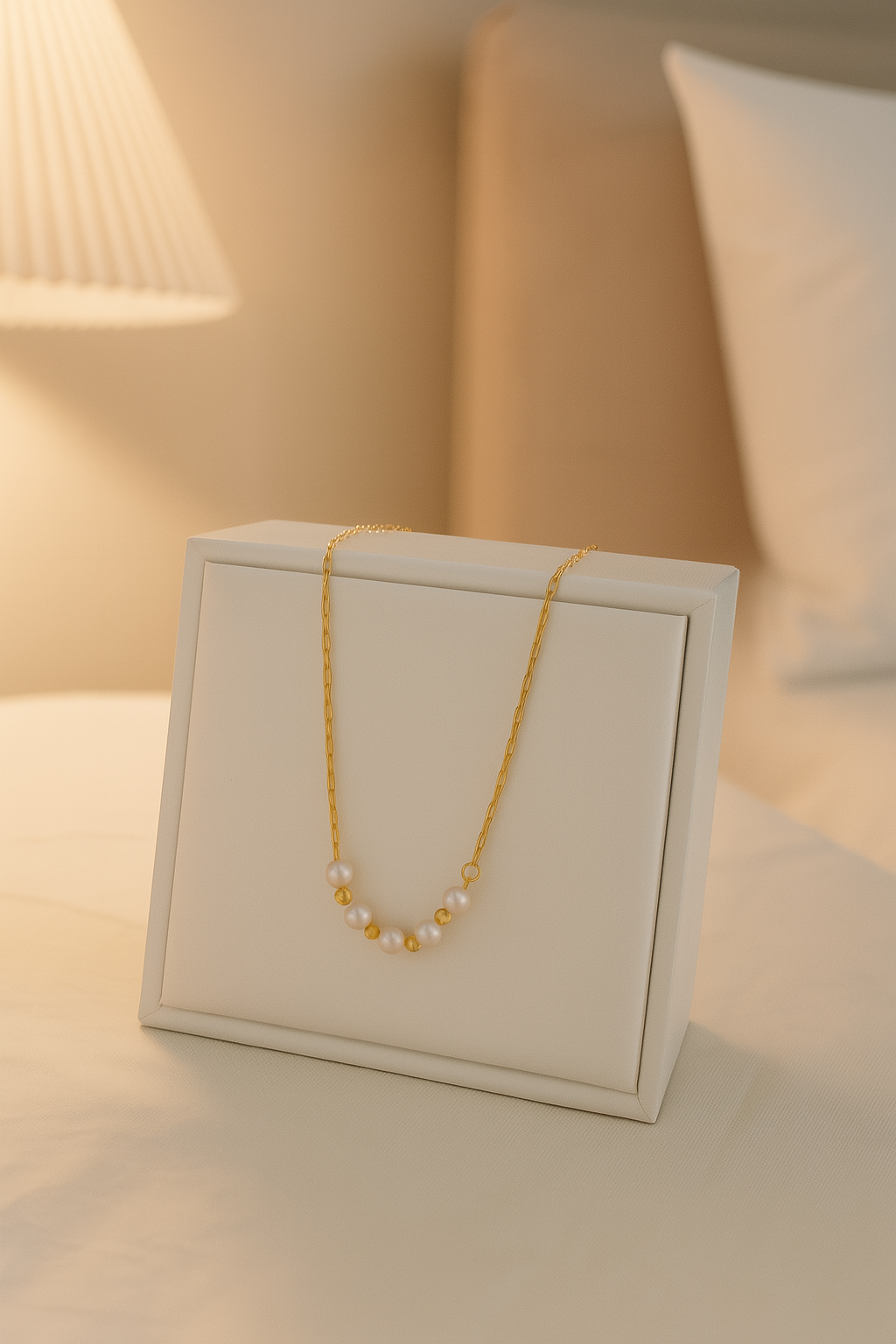 Stainless Steel 18K Gold Plated Minimalist Plating Pearl Bead Necklace