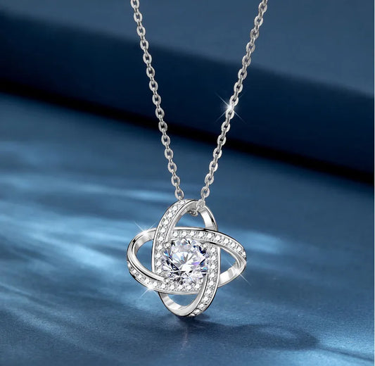 925 Sterling Silver Four-leaf Clover Zircon Pendant Necklace