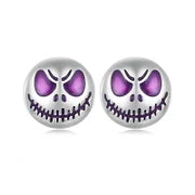 925 Sterling Silver Glow-in-the-Dark Skull Stud Earrings – White Gold Plated
