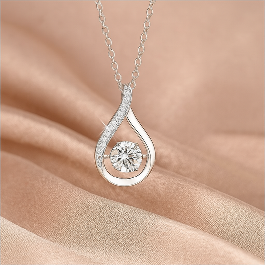 Elegant 925 Sterling Silver Teardrop Pendant Necklace with Cubic Zirconia
