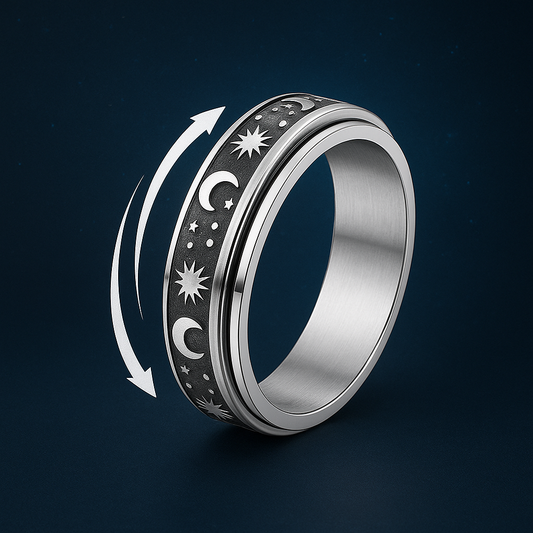 Celestial Spinner Ring – Stainless Steel Vintage Design