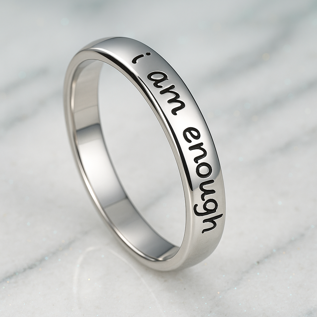 I Am Enough – Stainless Steel Affirmation Ring