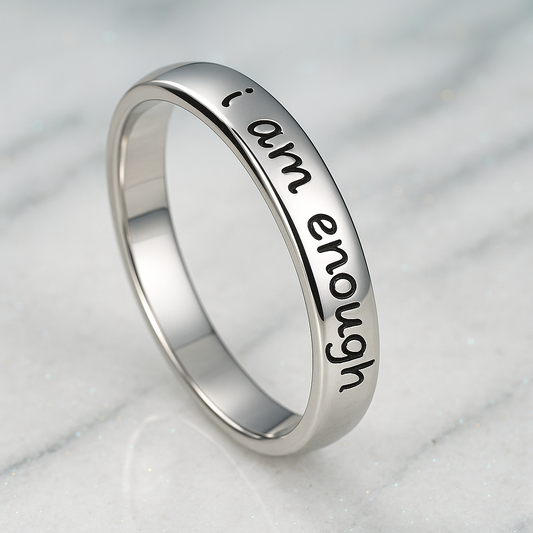 I Am Enough – Stainless Steel Affirmation Ring