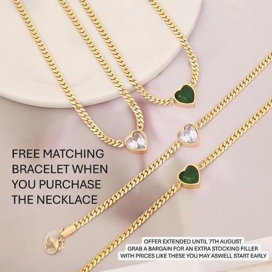 Heart Shape Stainless Steel Inlay Zircon Necklace - Vacuum Plated