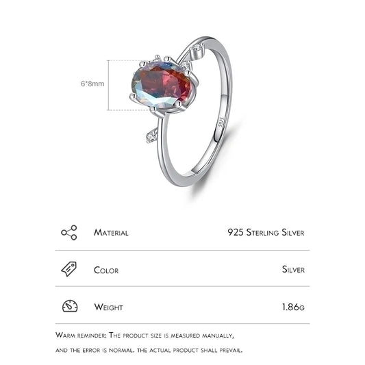 925 Sterling Silver Zircon Oval Ring
