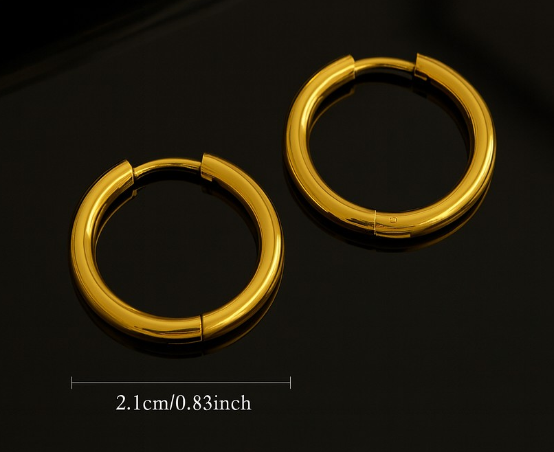 316L Stainless Steel Golden Hoop Earrings