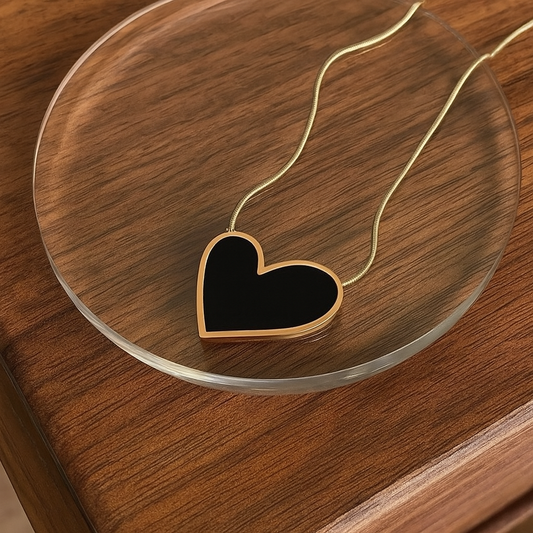 Princess Heart Shape Stainless Steel Plating Inlay Shell 18k Gold Plated Necklace