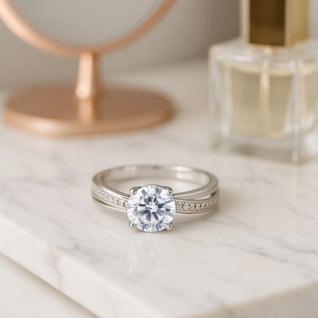 Exquisite Adjustable 925 Sterling Silver Cubic Zirconia Ring