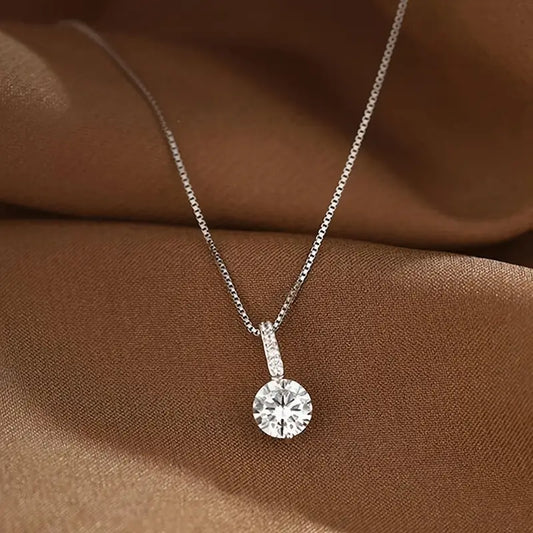 Elegant Geometric Solitaire Rhinestone Pendant Necklace