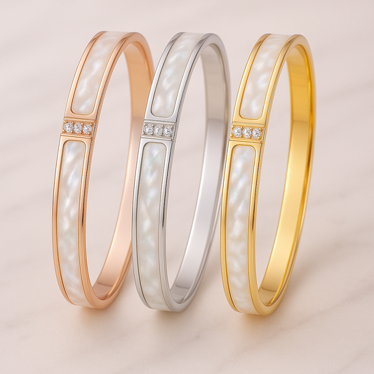 Lolah Shell Inlay Zircon Bangle