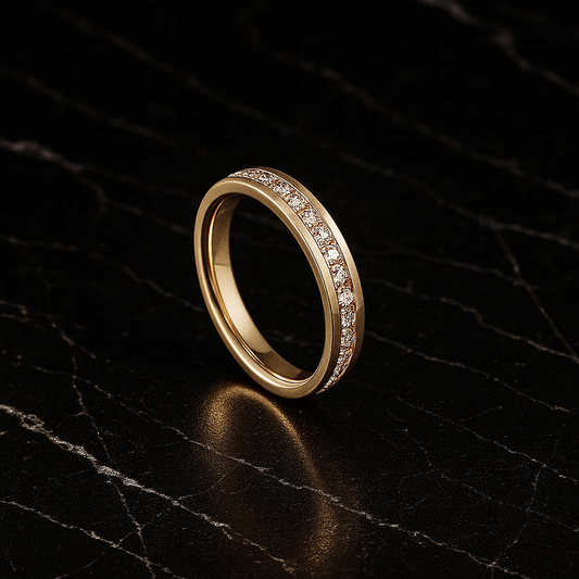 Minimalist Geometric Titanium Steel Gold Plated Rhinestones Ring