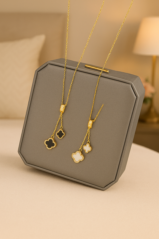 Moderate Luxury Quadrilateral Geometric Titanium Steel 18K Gold Plated Necklaces