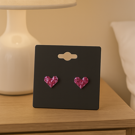 Stirling Silver 925 Zircon Pink Heart Earrings