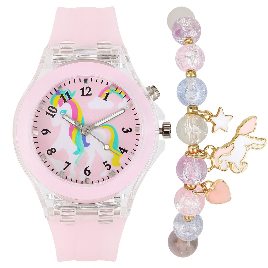 Flashing Unicorn Dreams Watch & Bracelet Gift Set