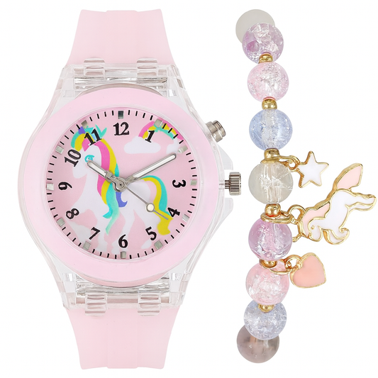 Flashing Unicorn Dreams Watch & Bracelet Gift Set