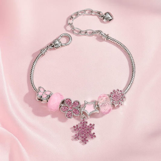 Stainless Steel Children's Charm Bracelet – Pink Sparkle Edition