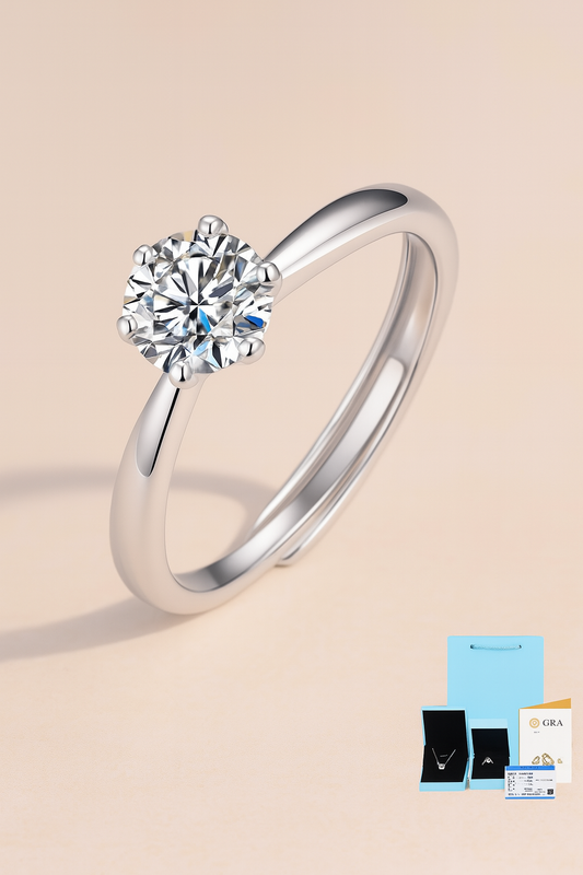 1ct Moissanite 925 Sterling Silver Plain Band Wedding/Engagement Ring with light up box and gift bag