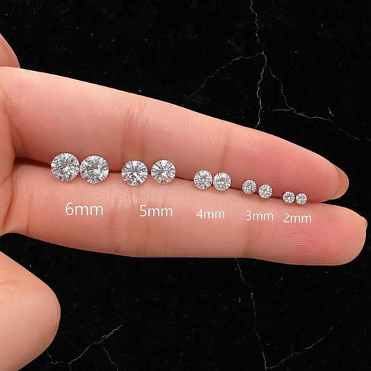 Sterling Silver 925 Zircon Geometric Ear Studs Various Sizes