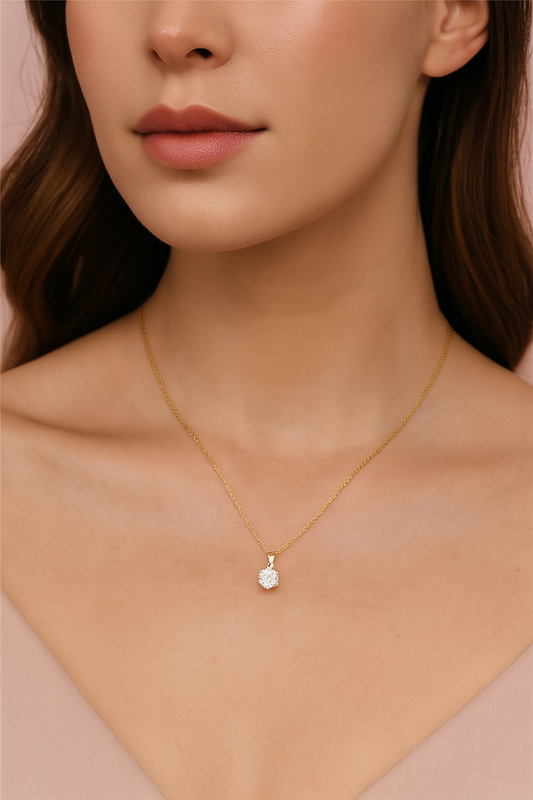Stainless Steel Titanium Steel Plating Inlay Zircon 18k Gold Plated Gold Plated Pendant Necklace