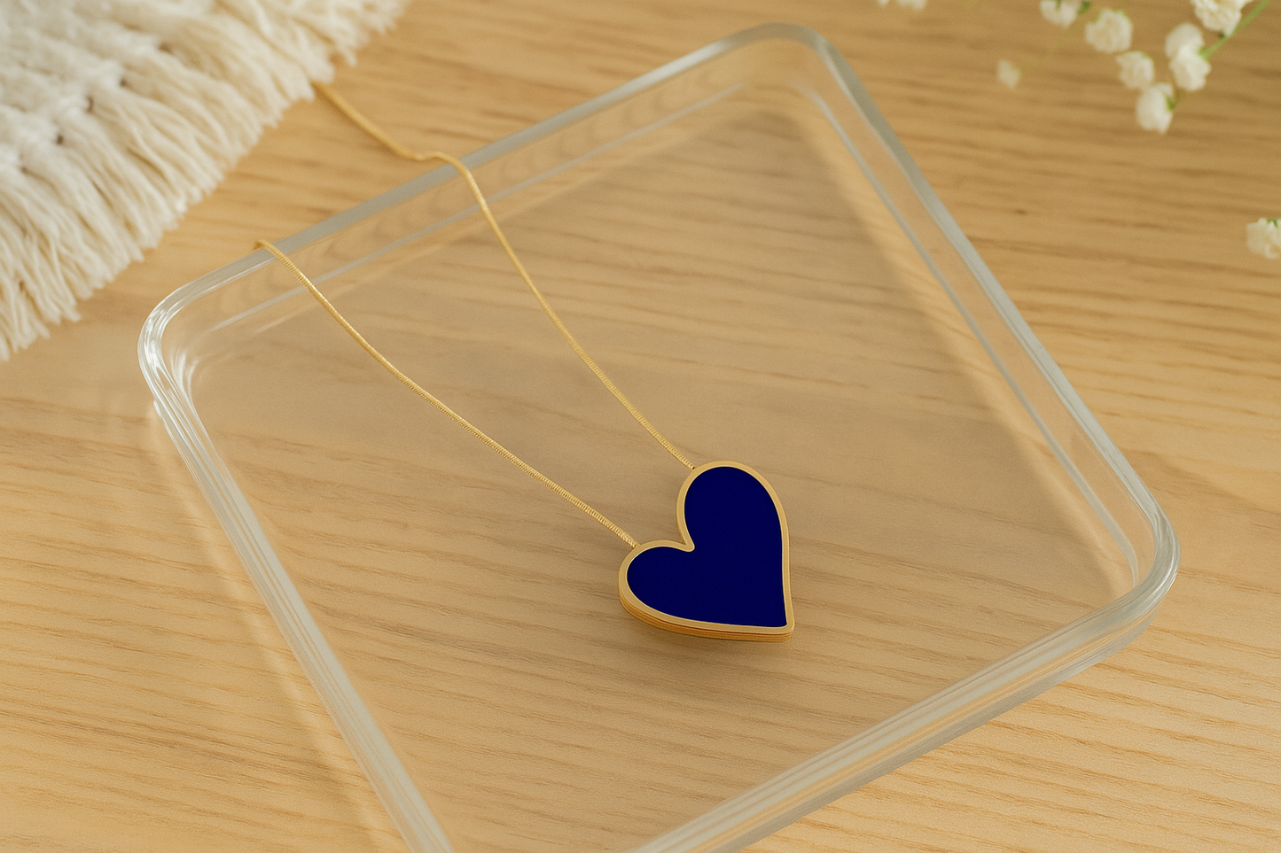 Princess Heart Shape Stainless Steel Plating Inlay Shell 18k Gold Plated Necklace