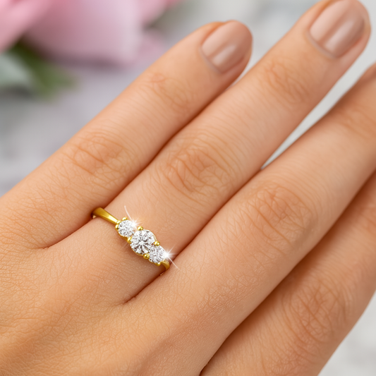 Sterling Silver Ring Yellow gold plated cubic zirconia