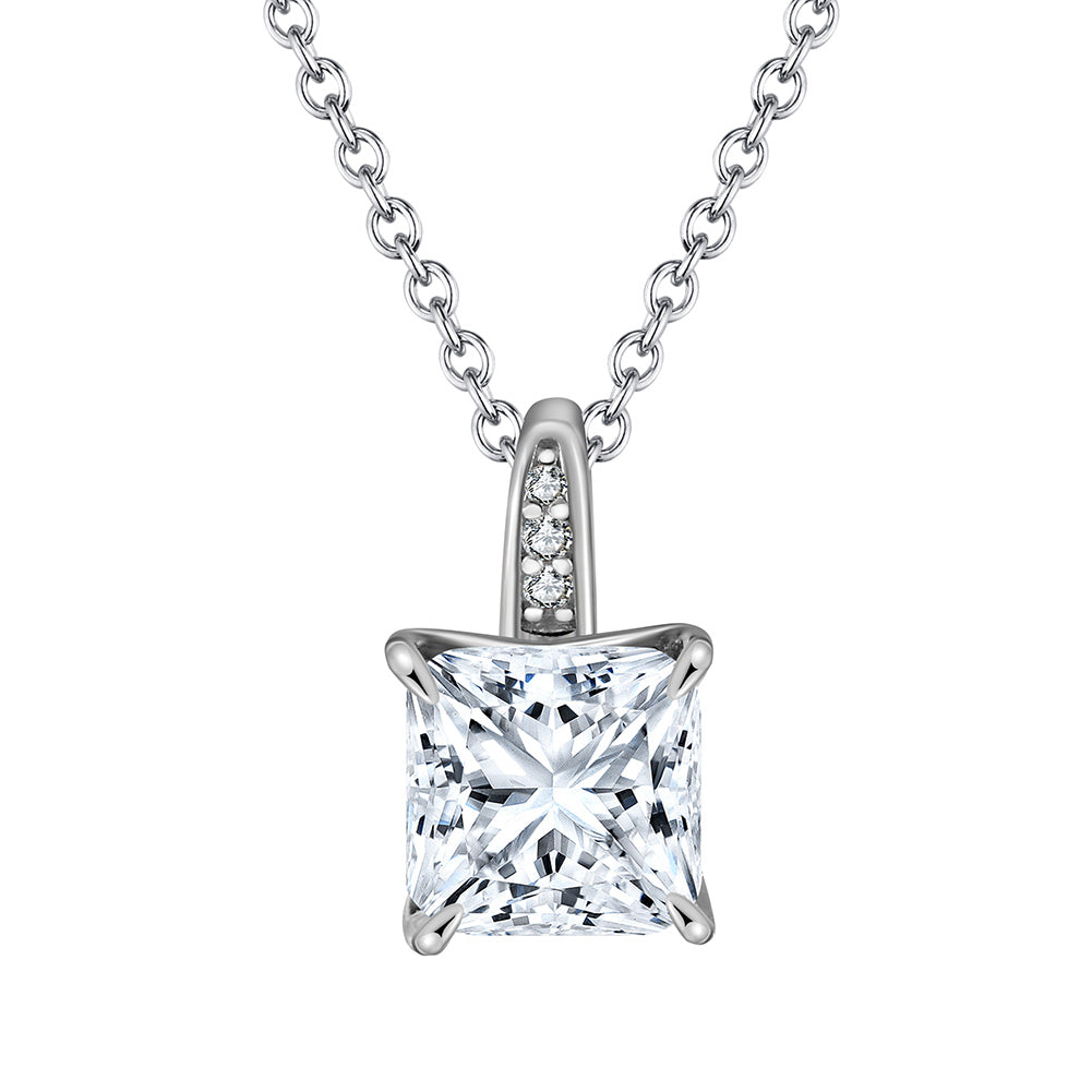 Silver Bridal Necklace White Gold Plated 8A Premium Cubic Zirconia