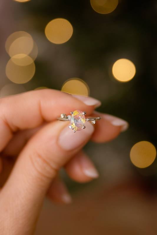 925 Sterling Silver Zircon Oval Ring