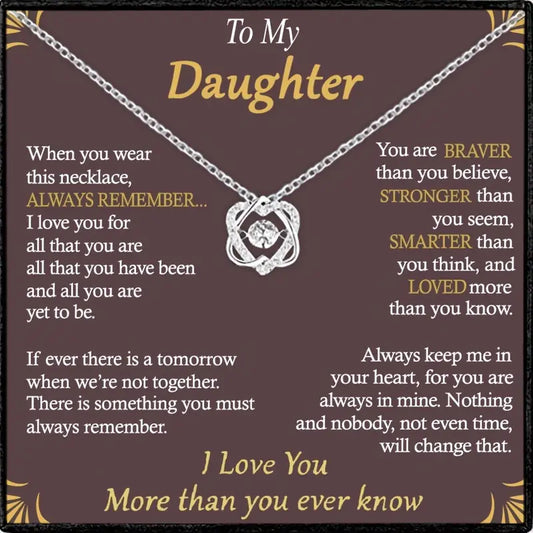 To My Daughter Heart Knot Necklace
