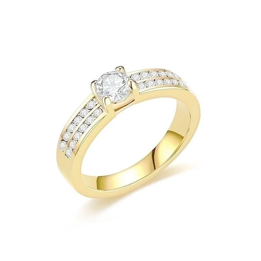 Titanium Steel Zircon 18K Gold Plated Polishing Plating Inlay Ring