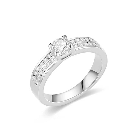 Titanium Steel Zircon 18K Gold Plated Silver Colouring Polishing Plating Inlay Ring