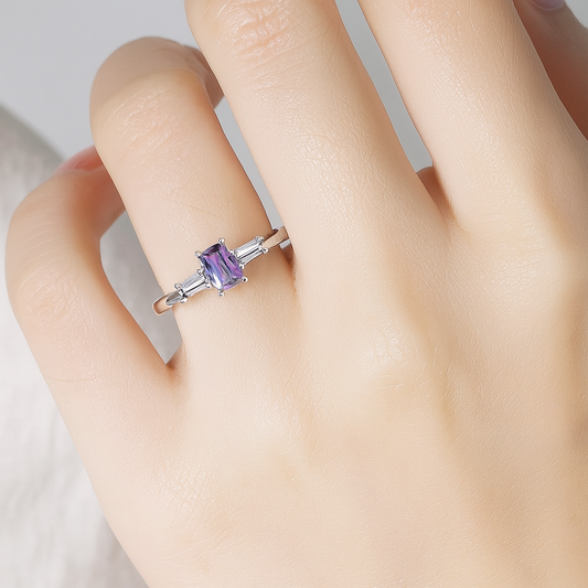 925 Sterling Silver Zircon Rectangle Ring