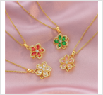 Sweet Flower Titanium Steel Plating Inlay Rotating Pendant Necklace