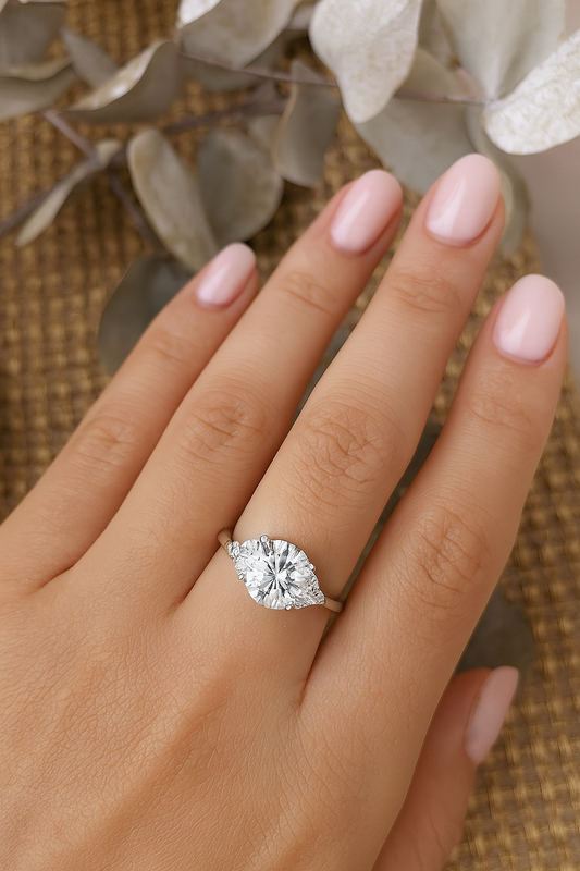 Sterling Silver Ring - Large cluster cubic zirconia ring