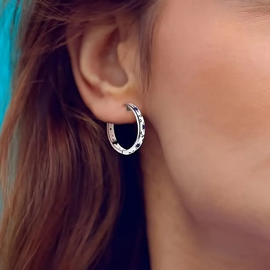 Celestial Star & Moon Hoop Earrings – Blue Zircon Shine