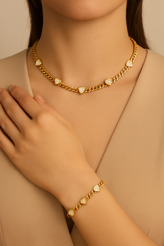 "Heart of Gold" Necklace and Bracelet Set