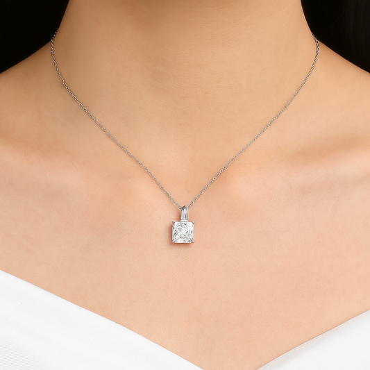 Silver Bridal Necklace White Gold Plated 8A Premium Cubic Zirconia