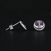 925 Sterling Silver Glow-in-the-Dark Skull Stud Earrings – White Gold Plated