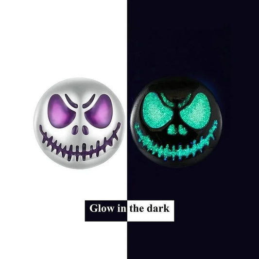 925 Sterling Silver Glow-in-the-Dark Skull Stud Earrings – White Gold Plated
