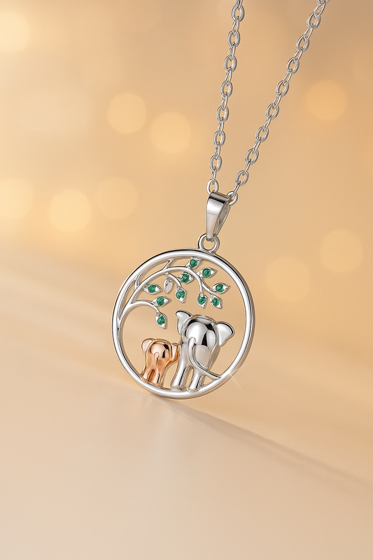 Tree of Life Elephant Pendant Necklace – S925 Sterling Silver